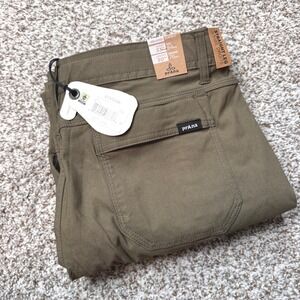 PrAna Men's 33x30 Stretch Straight Leg Zion Cargo Pants Olive Green Relaxed Fit